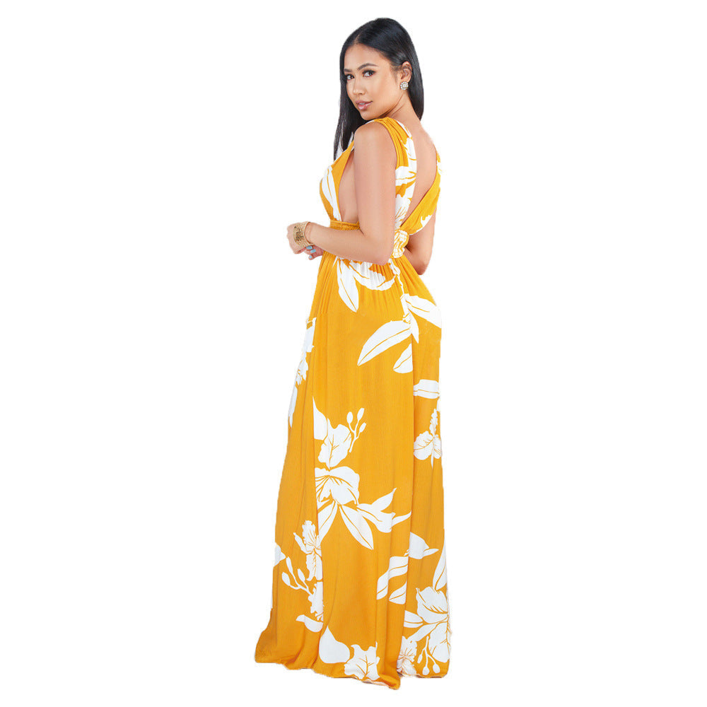 Women's Sleeveless Backless V-neck Dress