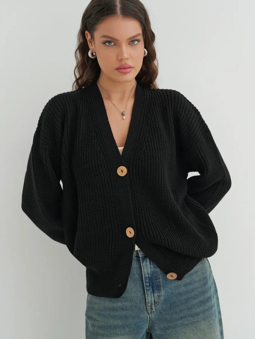 Autumn And Winter Loose Solid Color Knitted Sweater For Women Idle Style