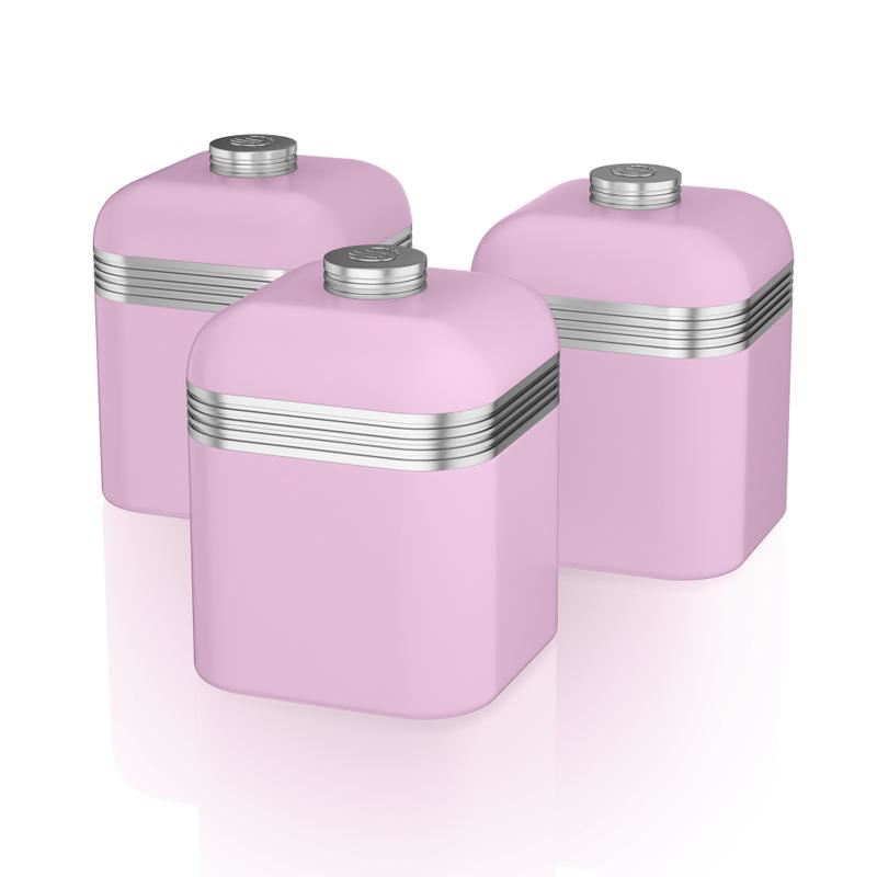 Swan Retro Set of 3 Canisters Pink