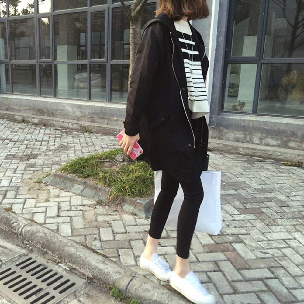 Mid-length zip cardigan plus size trench coat