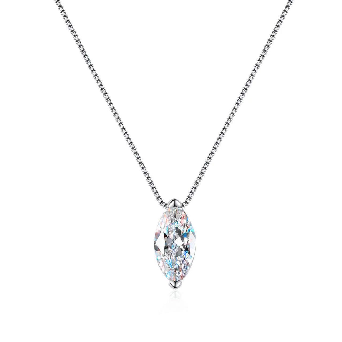S925 Sterling Silver Horse Eye Classic Solitaire Necklace Simple All-match