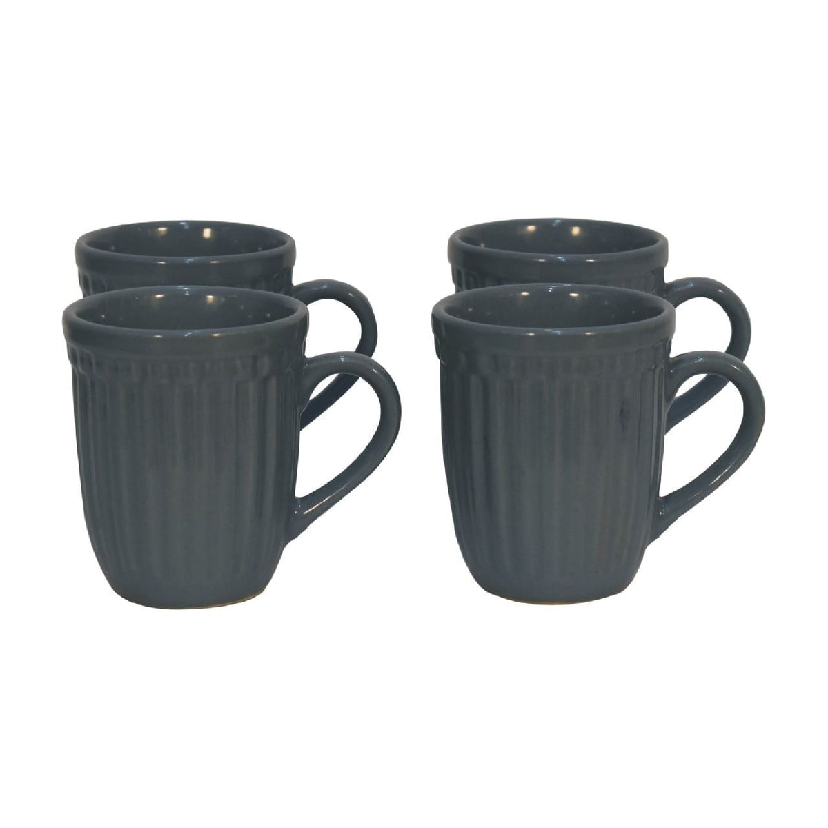 Artisan Charcoal Grey Ribbed Mug Set of 4