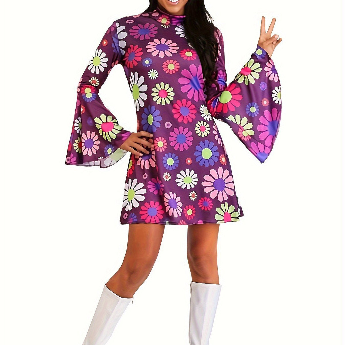 Casual Round Neck Hippie And Disco Fashion