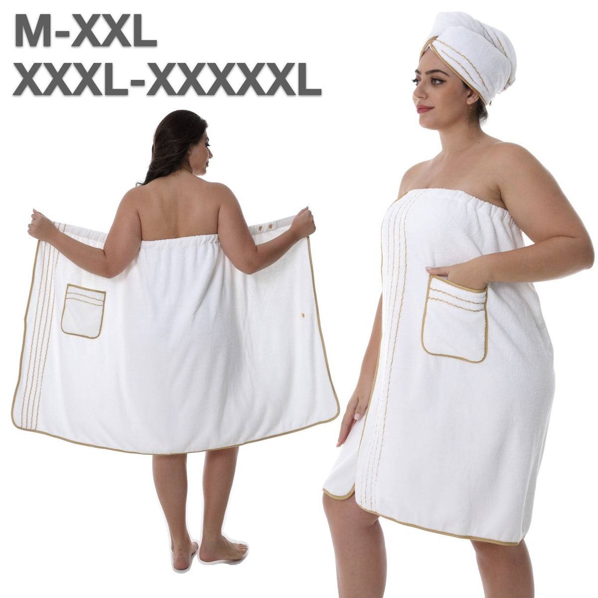 Plus-size Bath Skirt Coral Fleece Bathrobe And Bath Cap Set