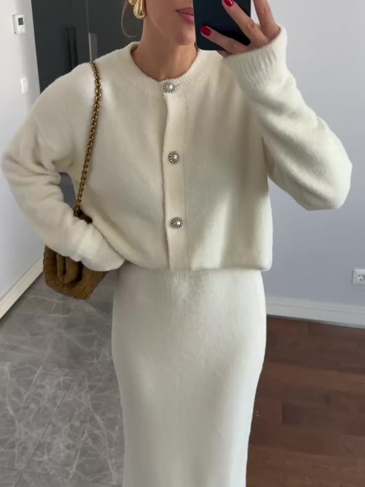 Women's 2-Piece Cardigan & Maxi Skirt Set – Elegant Co-ord Outfit