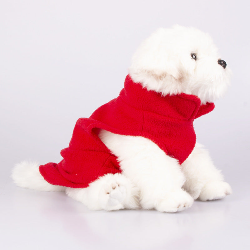 Pet Dogs Standing Collar Thickened Solid Color Rocking Velvet Clothes