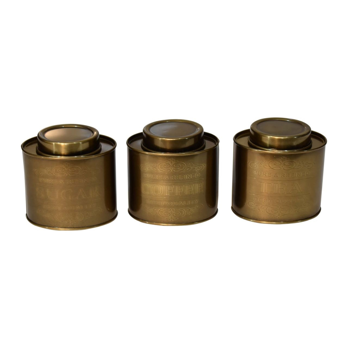 Artisan Antique Sugar, Tea and Coffee Oval Storage Set of 3