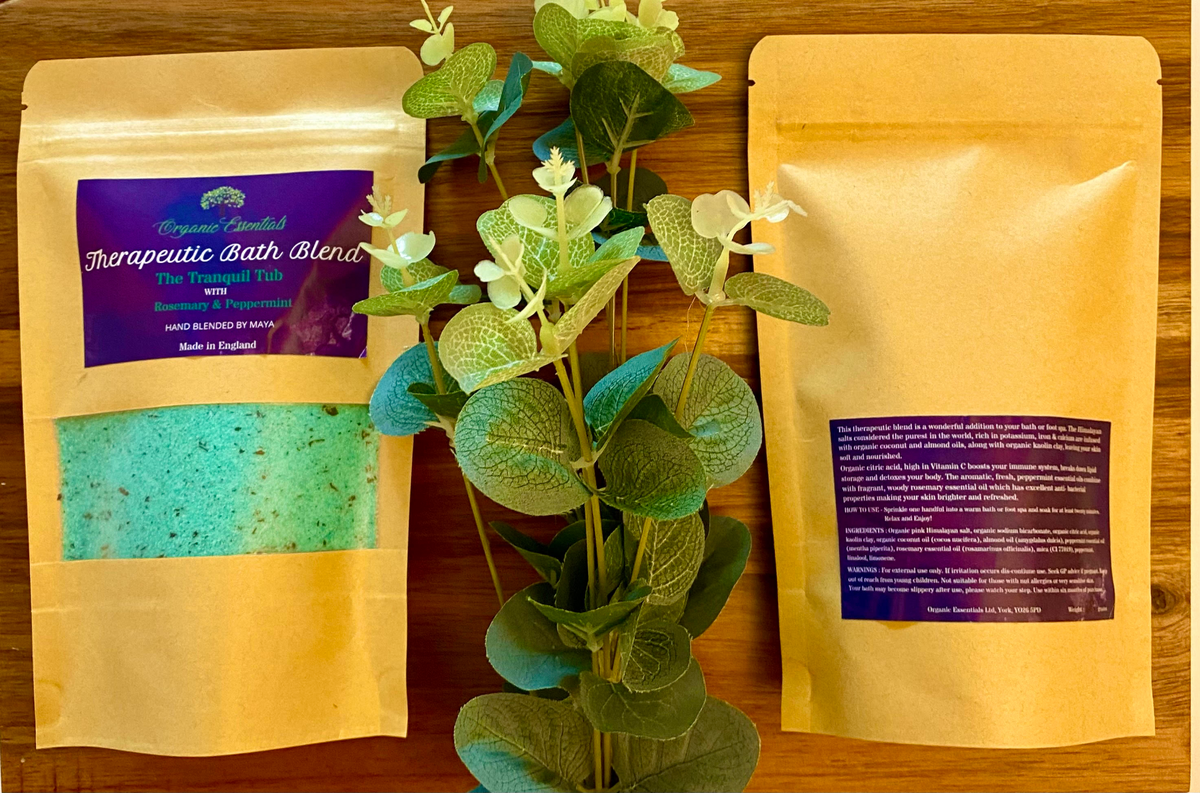 Peppermint & Rosemary Luxury Natural Bath Blend in Eco-Pouch  250g