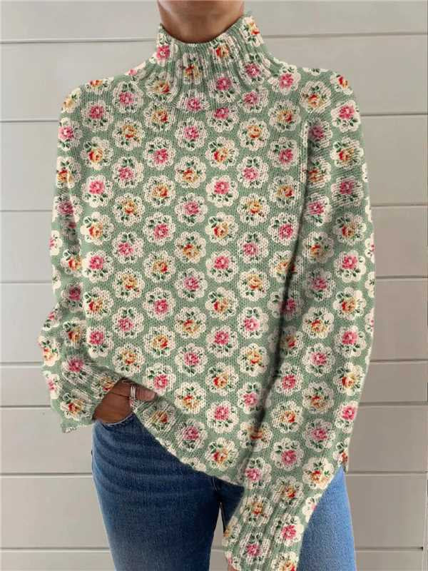 Women's Christmas Printed Turtleneck Sweater