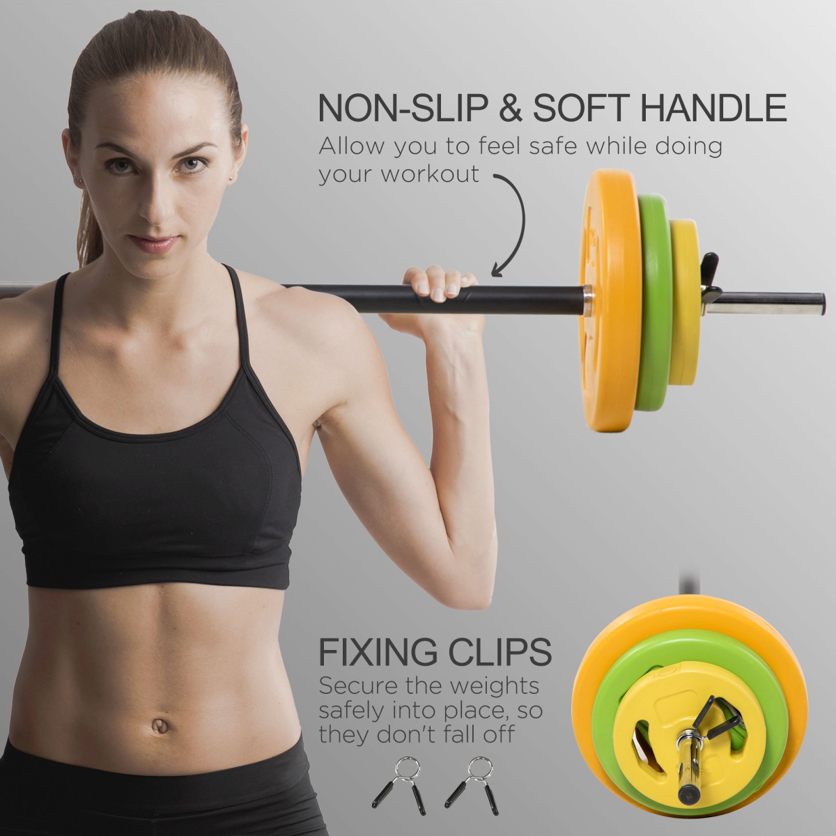 HOMCOM 20kg Weights Barbell Set with Non-slip Handle for Strength Training