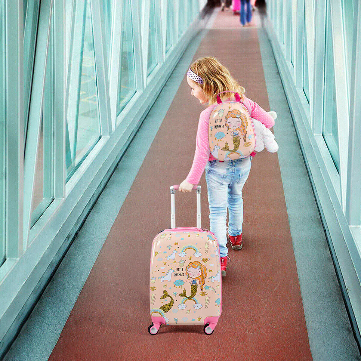 ABS Kids Backpack Luggage Set Children Suitcase Travel Schoo-Navy