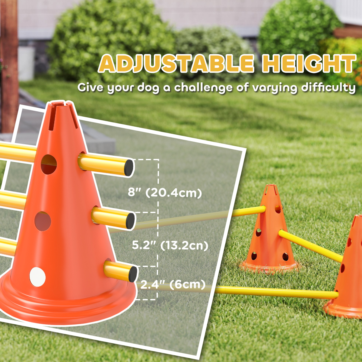 PawHut Dog Agility Equipment Set, 3 PCS Adjustable Height Jumping Obstacles
