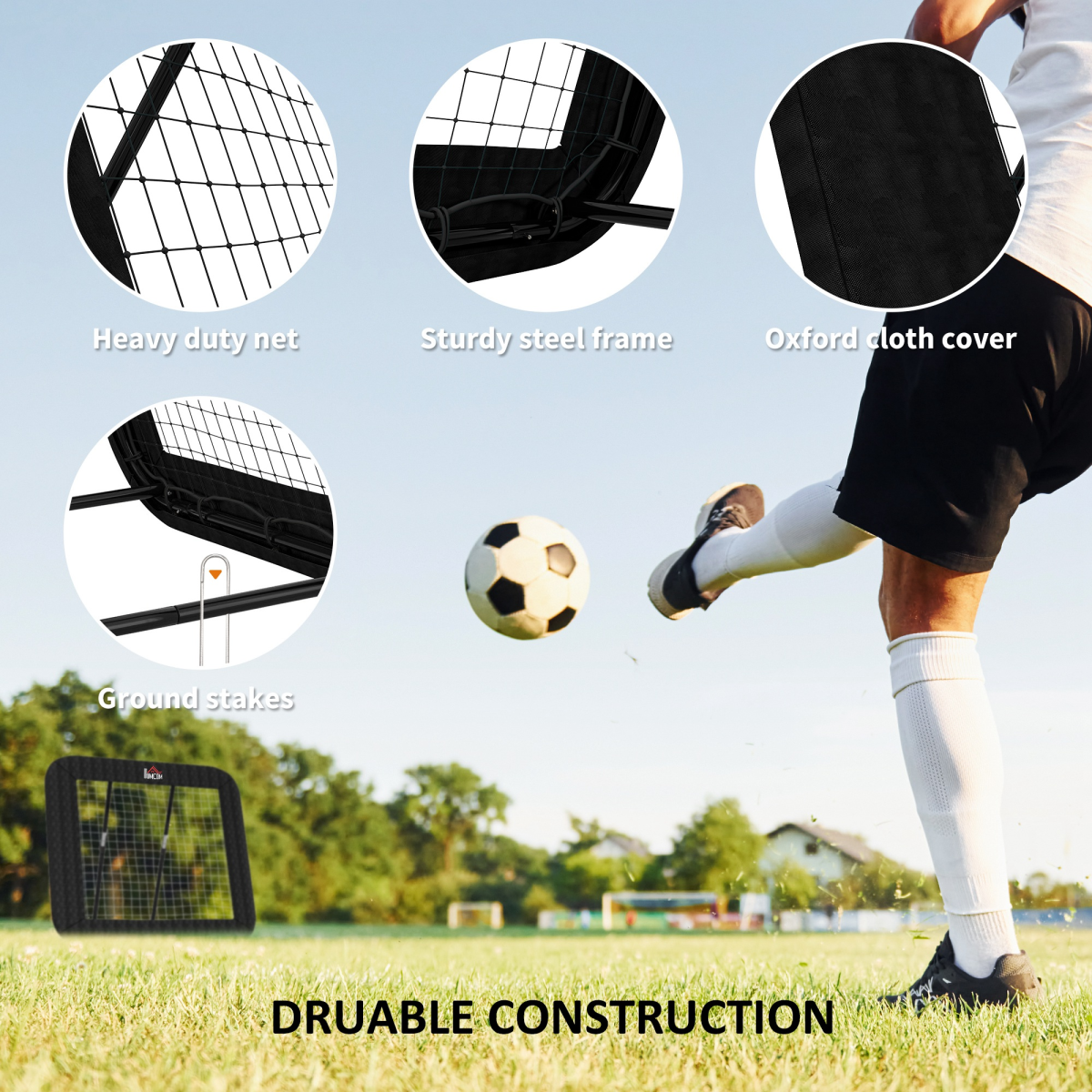 Football Training Net Training Rebounder Net w/ Adjustable Angles - Black