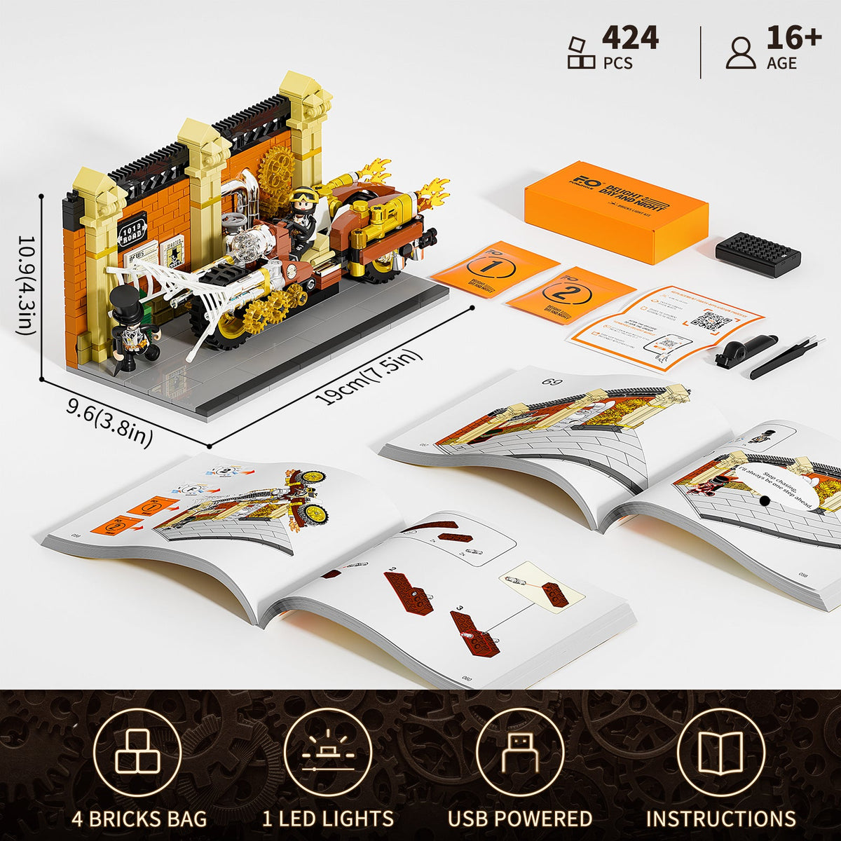 LUMIBRICKS - FUNWHOLE Persecución en Moto Steampunk F9067