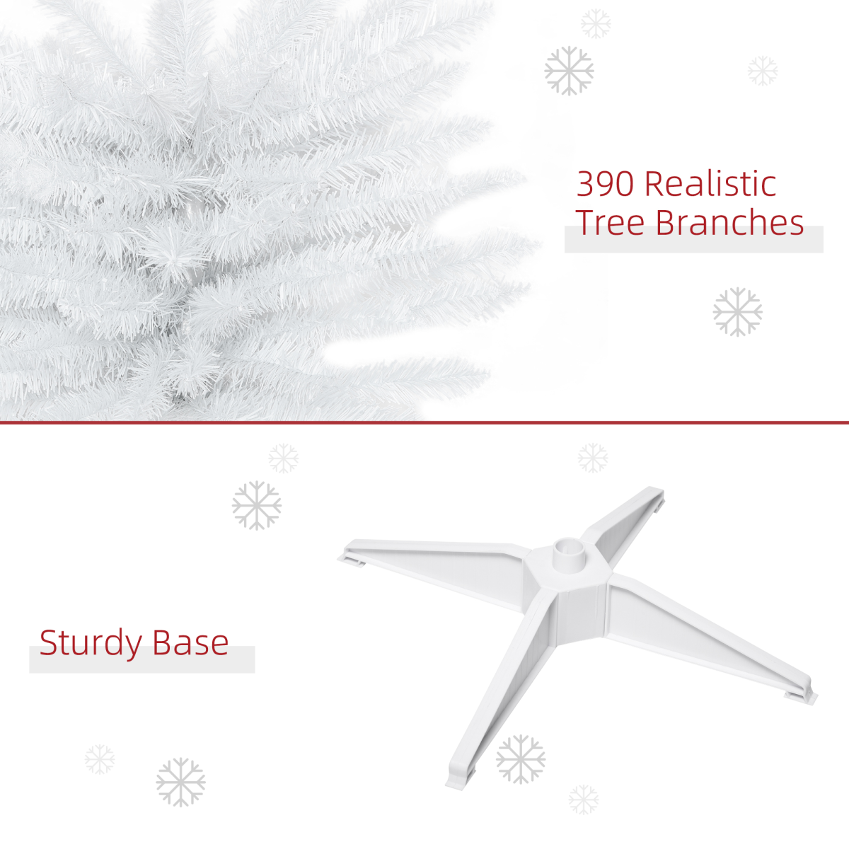 1.8m 6ft Artificial Pine Pencil Slim Christmas Tree with 390 Branch Tips White