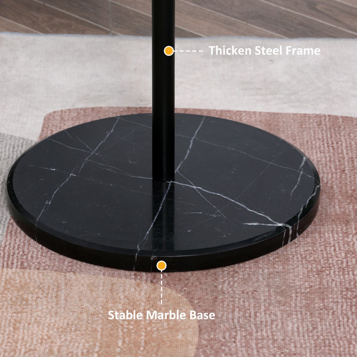 Steel Coat Stand Rack Marble Base 8 Hook for Living Room Entryway,Black
