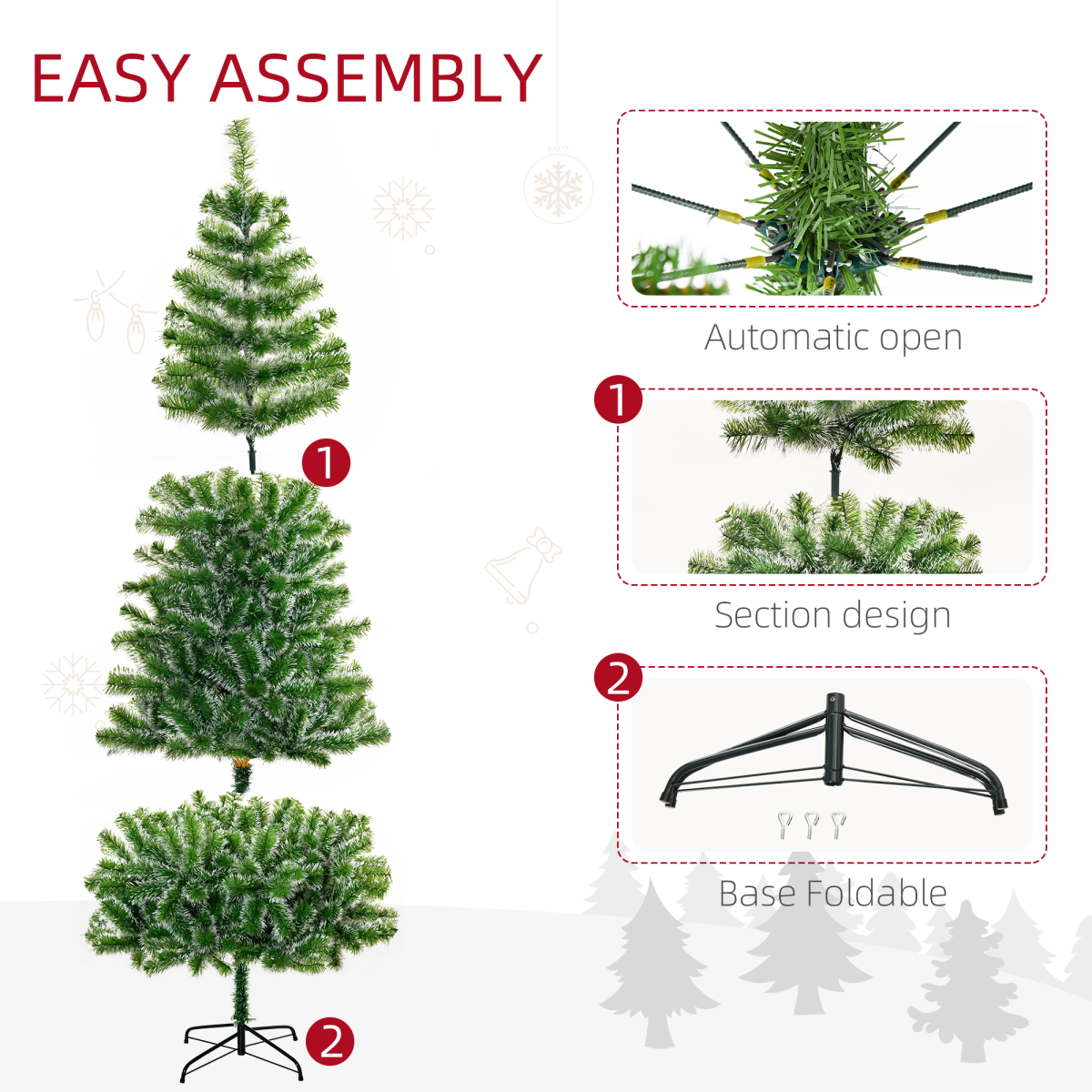 7ft Indoor Christmas Tree Artificial Deco Xmas Gift Metal Stand 968 Tips