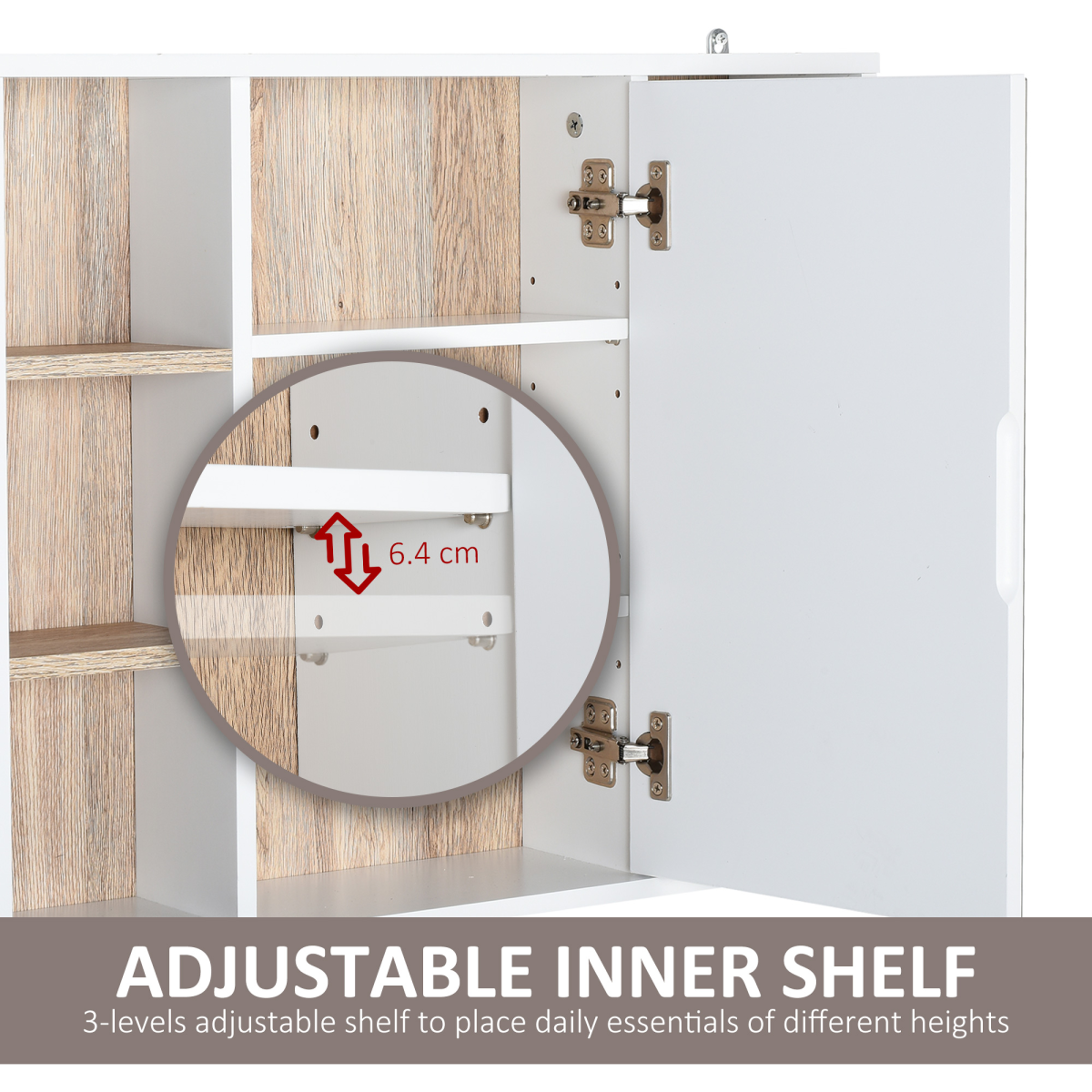 Wall Mounted Bathroom Storage Cabinet w/ Mirrored Door, Adjustable Shelf
