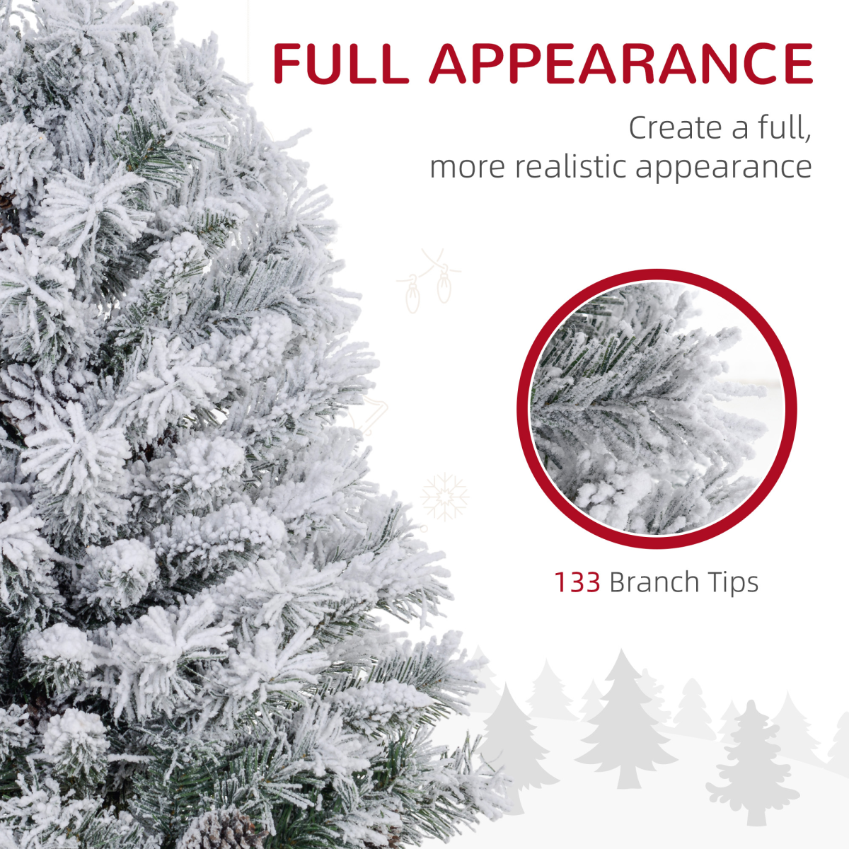 HOMCOM 3ft Artificial Christmas Tree with LED Light, Concrete Base