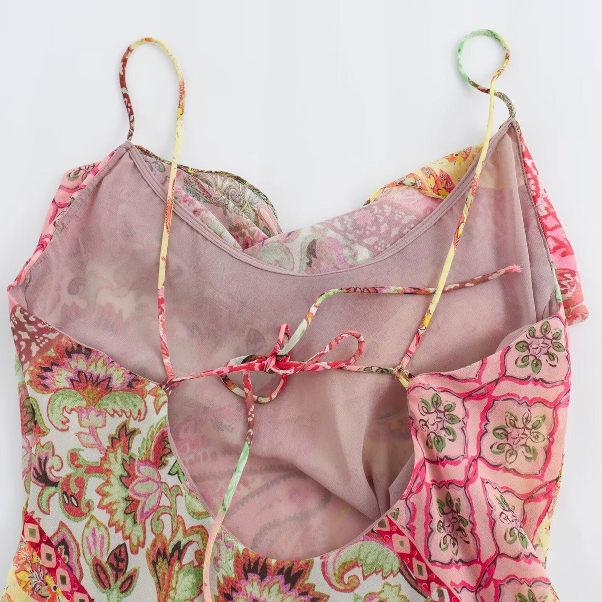 Summer New European And American Style Patchwork Printing Slip Dress