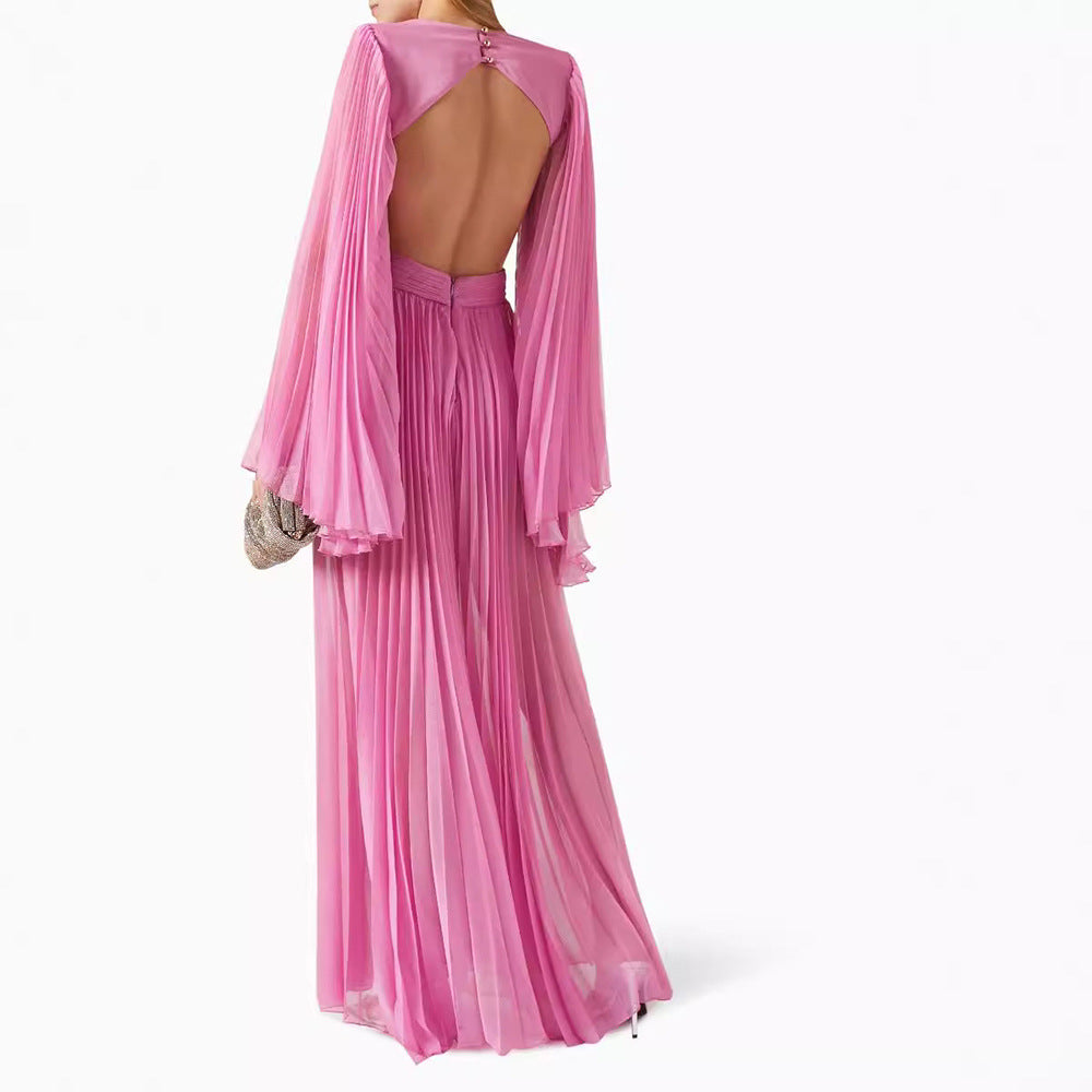 Fashion Backless Flower-decorated V-neck Evening Dress