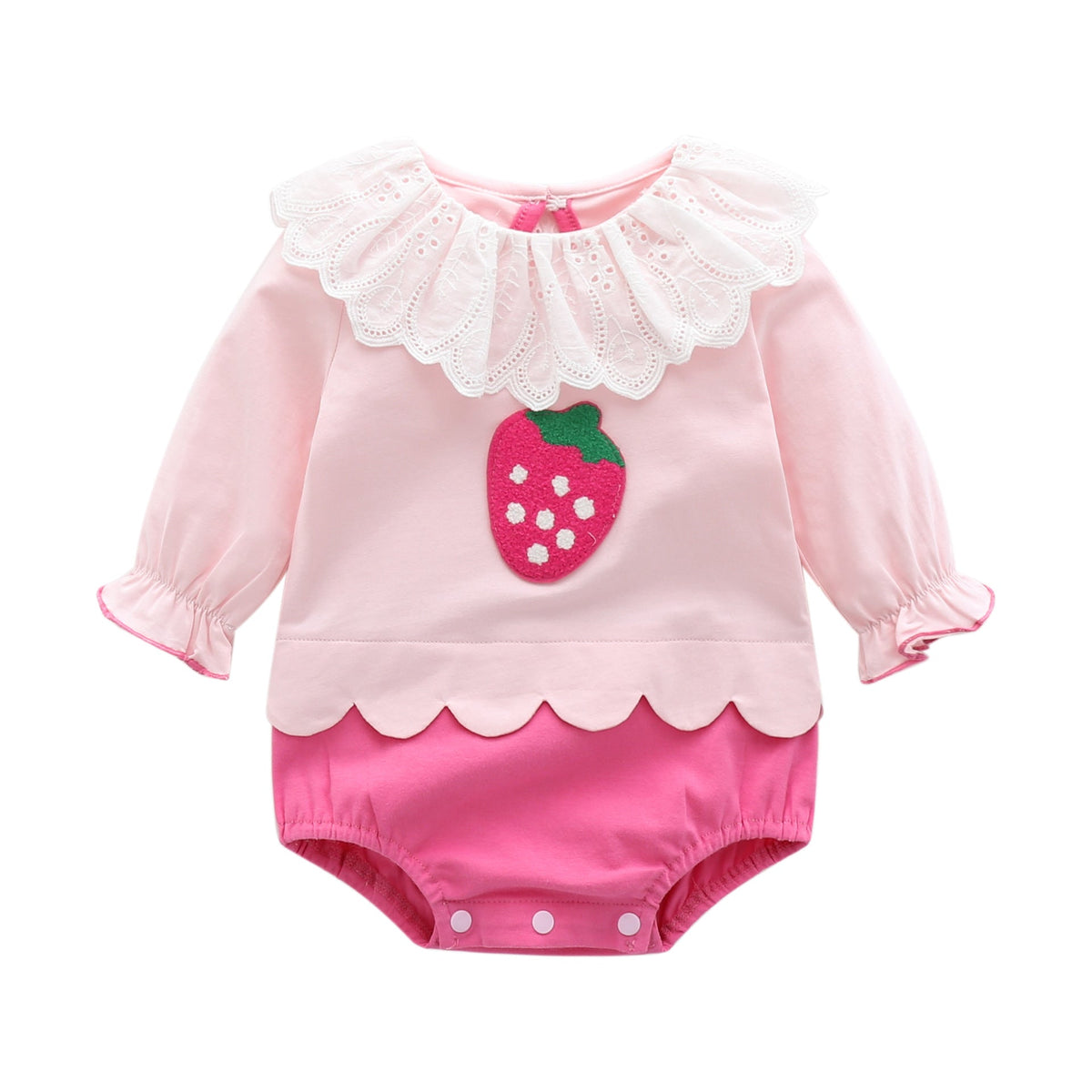 Girls' Strawberry Long-Sleeve Romper For Babies
