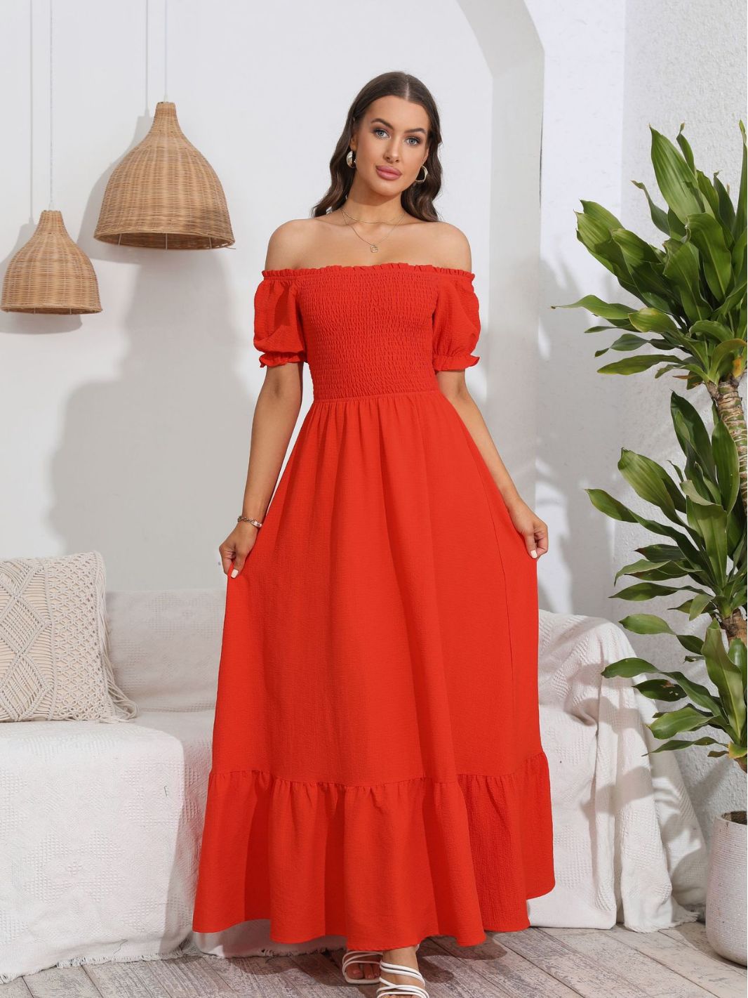 New Women's Casual Summer Backless Off-shoulder Long Dress
