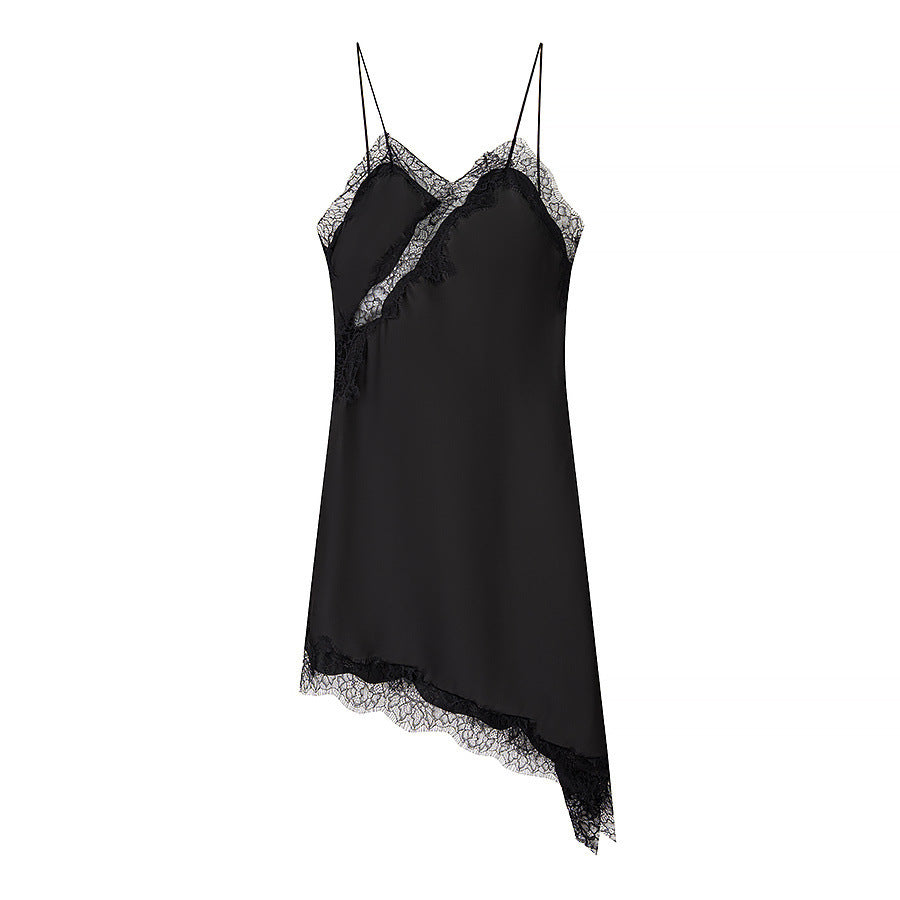 Lace Asymmetric Slip Dress