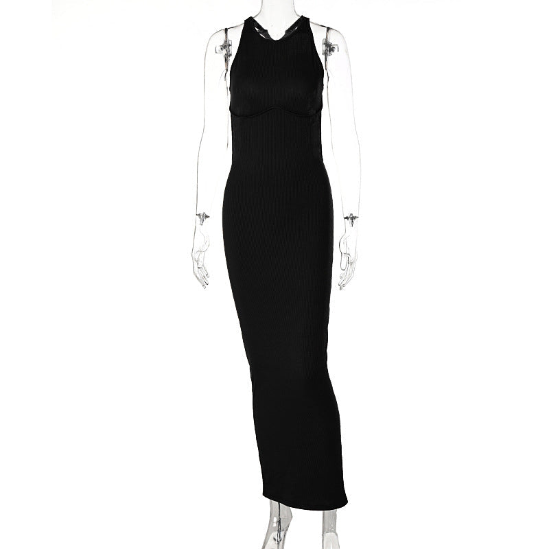 Women's Summer New Sleeveless Backless Long Slim Dress