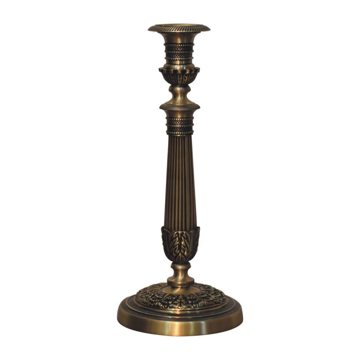 Artisan Brass Carved Candle Stand