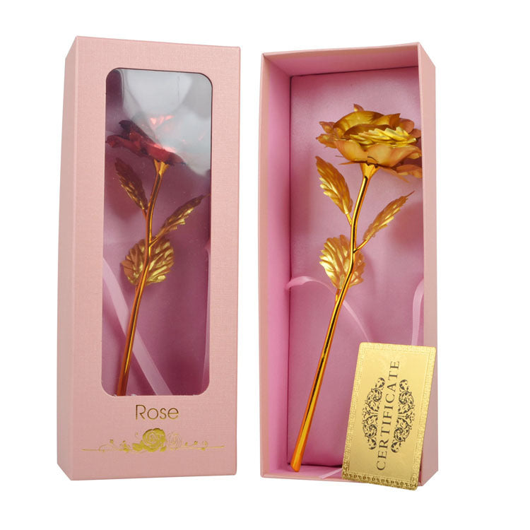 Gold Foil Rose Flower Window Gift Box For Valentine's Day