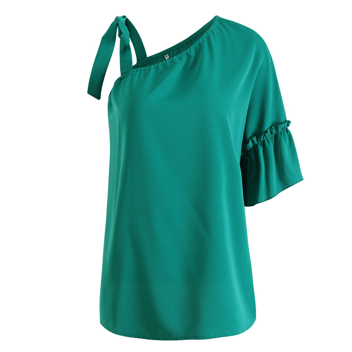 T-Shirt Women's Slash Neck Ruffle Sleeves Chiffon