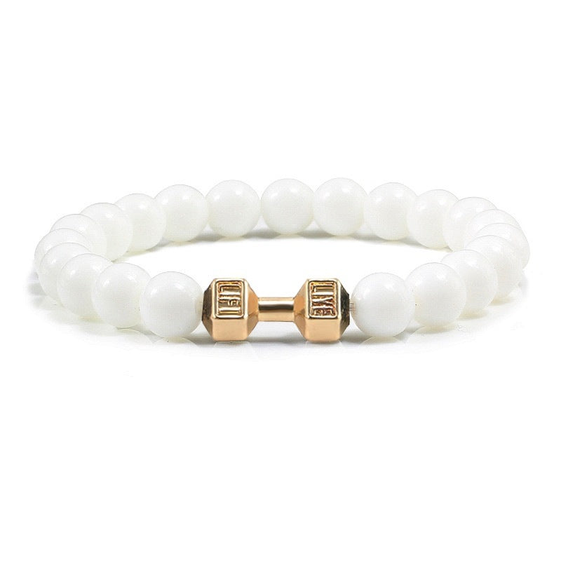 Turquoise Energy Healing Bracelet - Gun Black Barbell Bead Bracelet for Men & Women | Natural Stone Jewelry