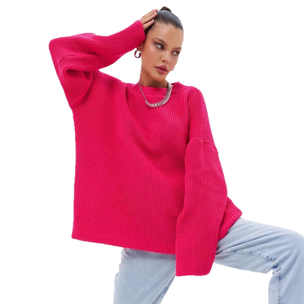 European And American Loose Autumn Winter Sweater Gray Top