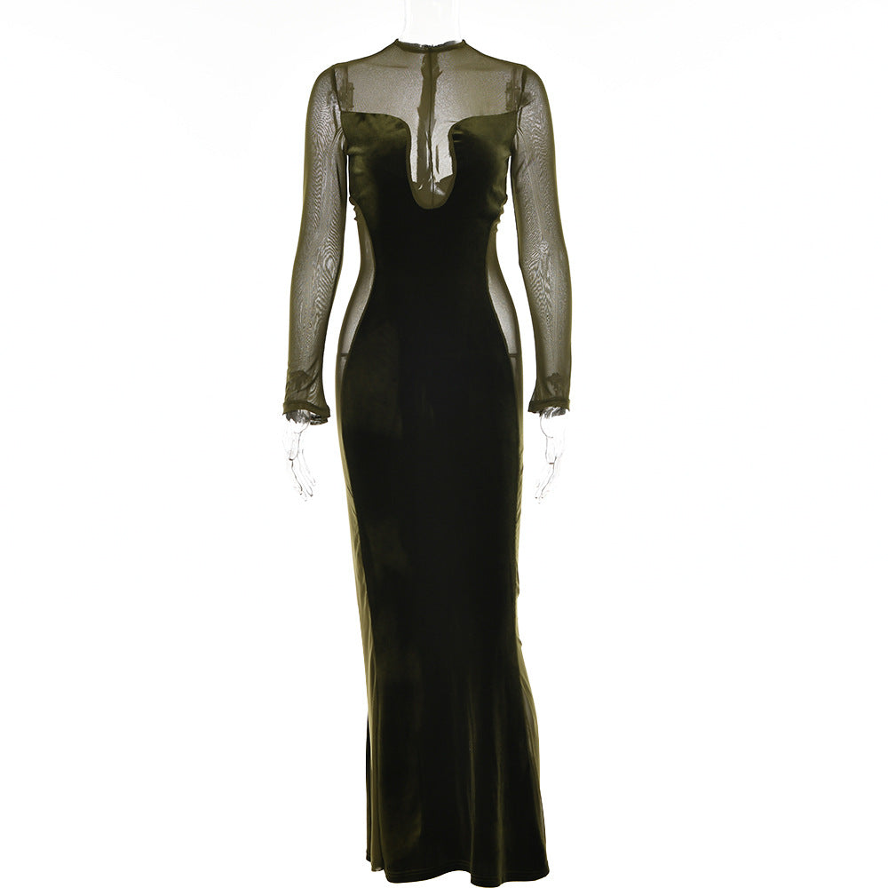 Fashion Round Neck Backless Dress