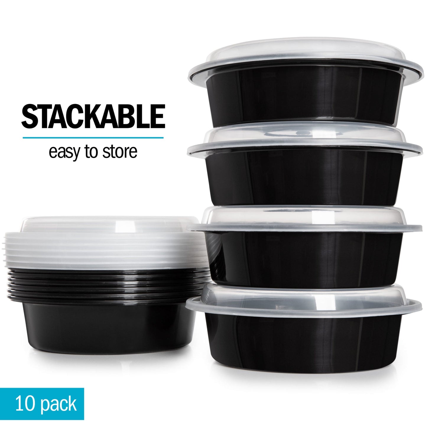 Round Airtight Food Storage Containers with Lids - 828ml | Reusable Meal Prep Pots