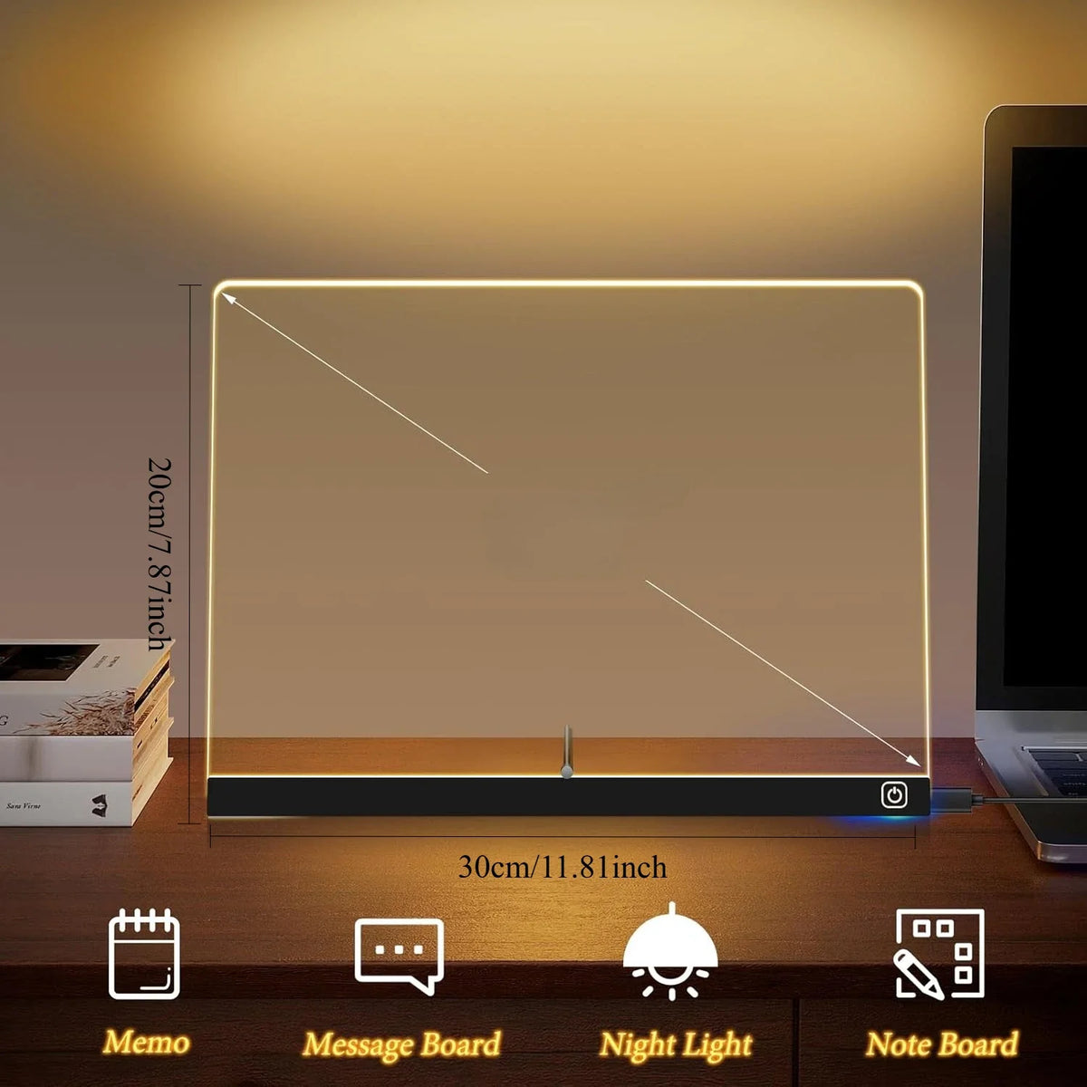 7 Colour LED Note Board Night Light & 7 Pens - Kids Drawing & Message Board
