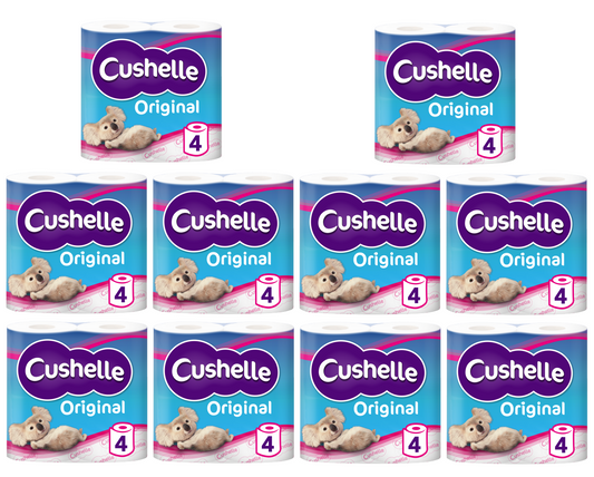 Cushelle White Toilet Tissue 4 Rolls | Pack of 10 (40 Rolls Total)
