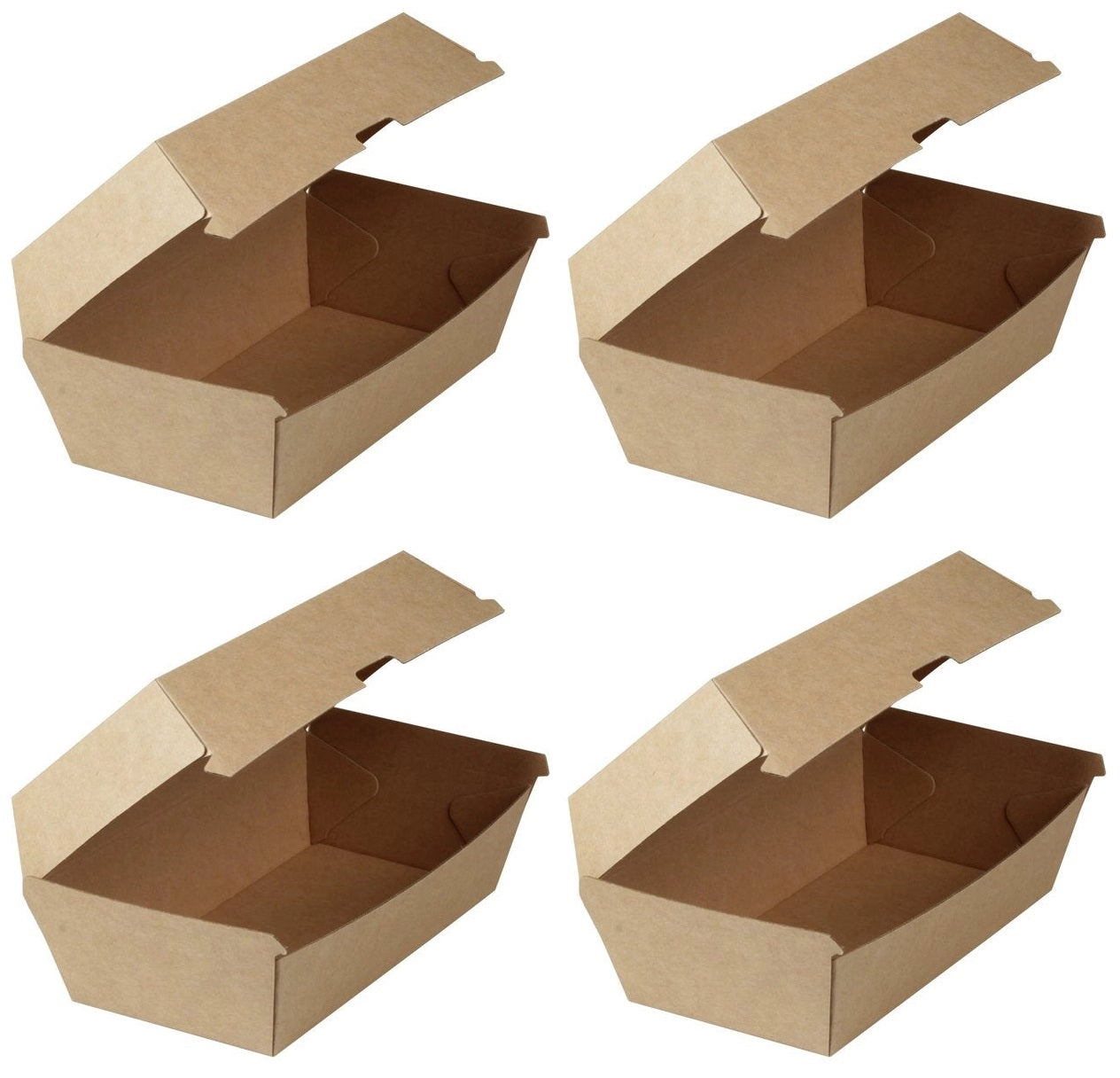 4 x Caja tipo concha corrugada para aperitivos n.º 9, paquete de 50 x 4