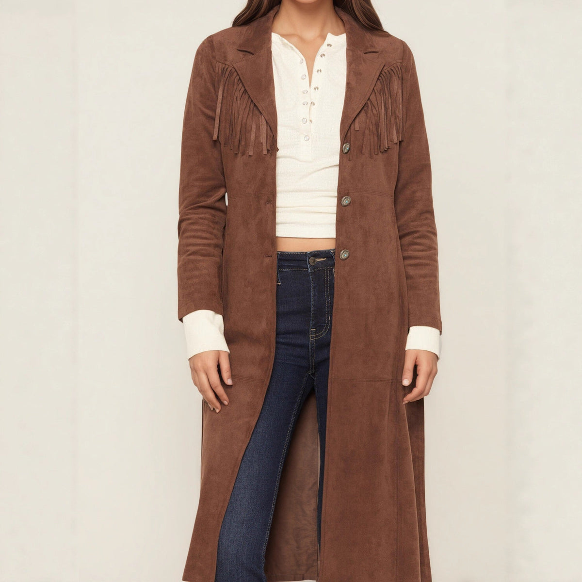 Fashion Long Tassel Design Easy Matching Coat