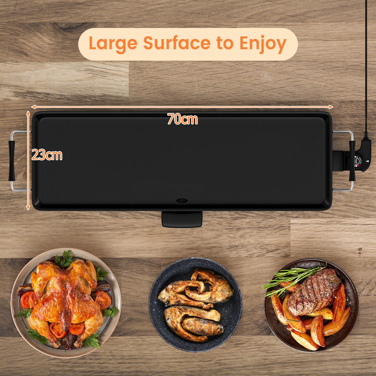XL 70 x 23cm Electric Teppanyaki Table Griddle