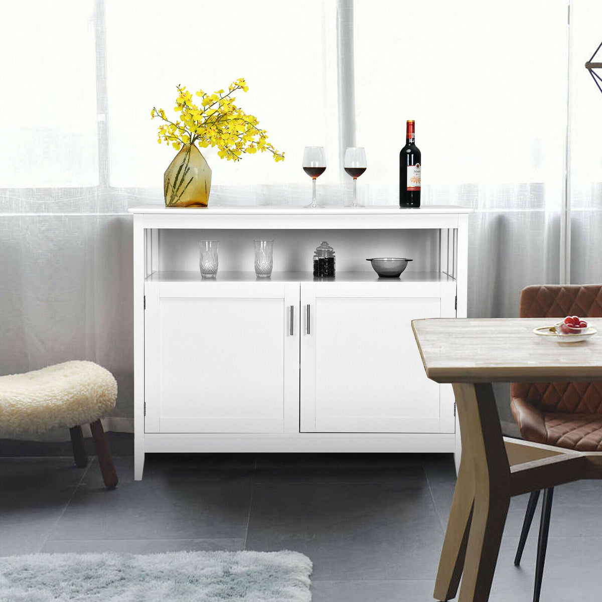 Modern Storage Cabinet Kitchen Buffet Server Sideboard-Grey