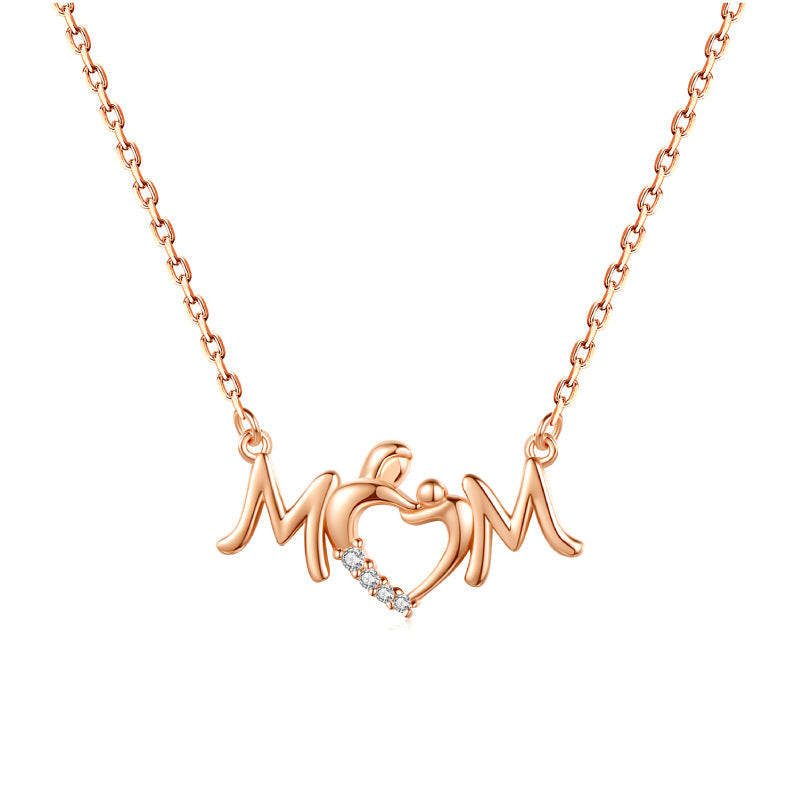 New S925 Sterling Silver Necklace Love Wings Women's Mother's Day Gift