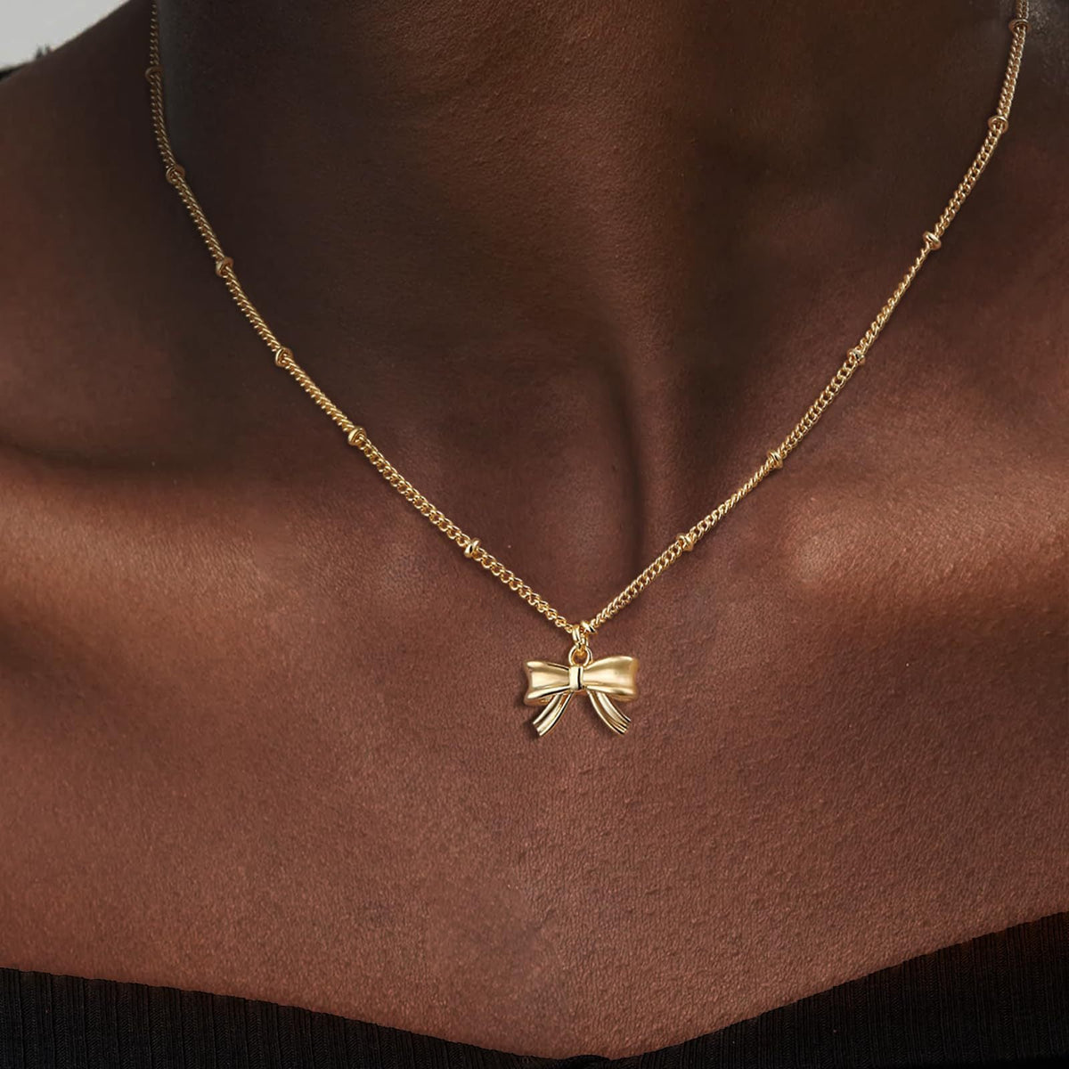 Bow Necklace Female Personality Golden Clavicle Chain Fashion All-match