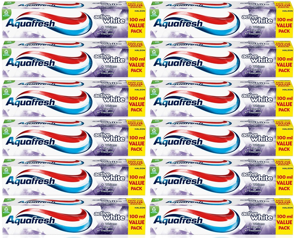 12 x Aquafresh Zahnpasta Active White 100ml