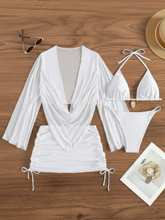 European And American Women's Sexy Blouse Lace-up Bikini Suit
