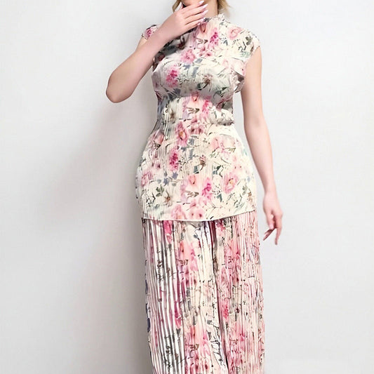 Long Sleeve Printed Chiffon Midi Dress | High Waist | S–3XL