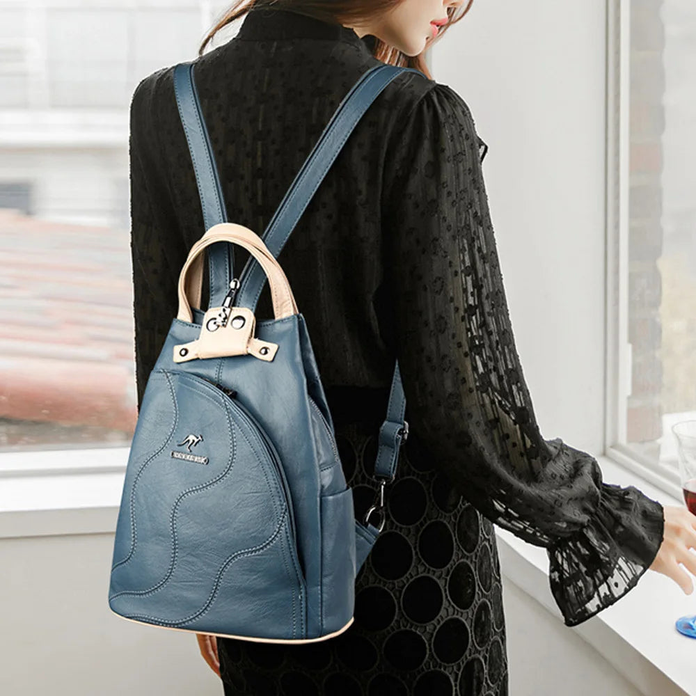 Women Leather Backpacks Zipper Female Chest Bag Travel Back Pack Ladies Bagpack Mochilas School Bags for Teenage Girls Sac a Dos