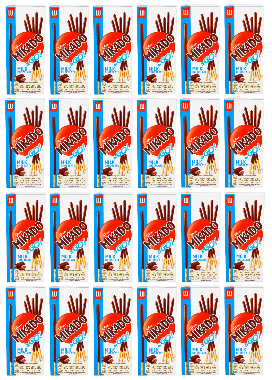 24 x Lu Mikado Milchschokoladenstäbchen - 39g