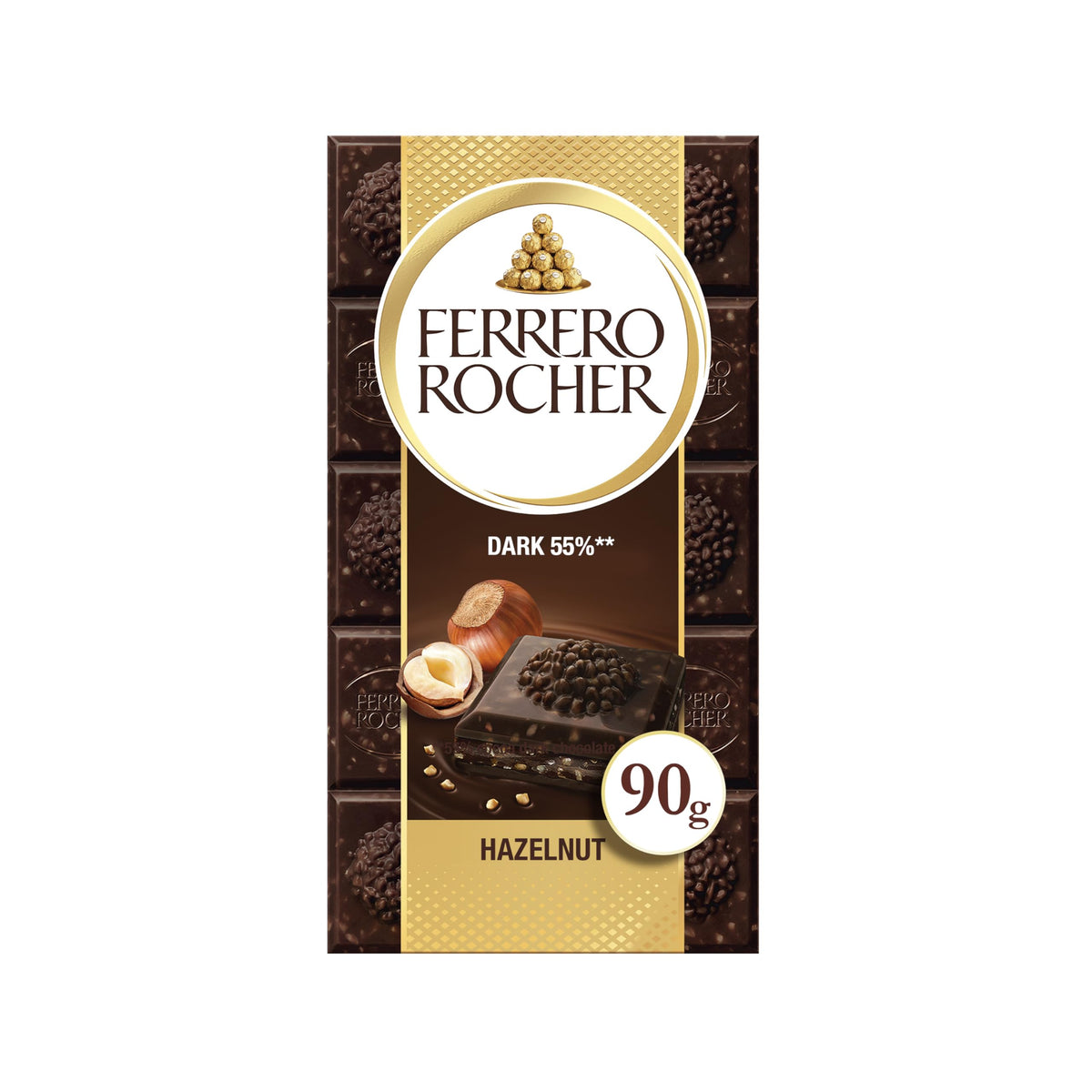 Ferrero Rocher White Chocolate with Crunchy Whole Hazelnut and Cocoa Filling, 90g
